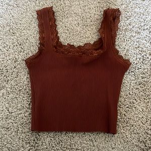 Brown sleeveless crop top